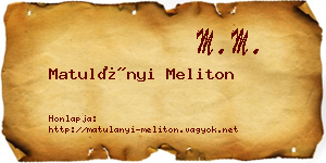 Matulányi Meliton névjegykártya